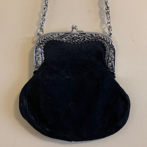 Vintage Black Suede Purse - Picture 1 of 8